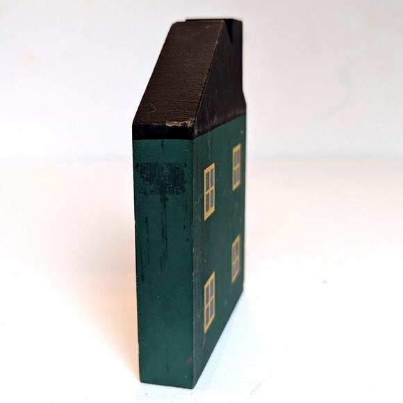 Cat’s Meow Village Vintage Signed 1984 Attorney & Bank Green House Shelf Sitter - Picture 5 of 9